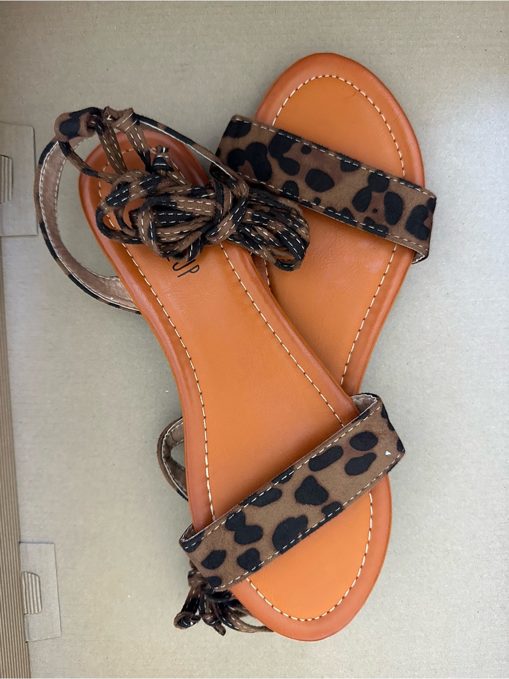 Leopard Strap Orange Women's Sandals